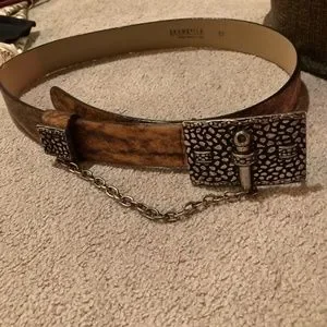 Luxury Italian leather Brambilla belt size 90 size 8 Brambilla Milano Suede Leather Belt Rhinestone Buckle Size  main image 4